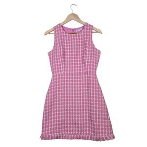 Cloud Ten Pink Tweed Mini Dress S Frayed Hem Coquette Barbiecore NWT